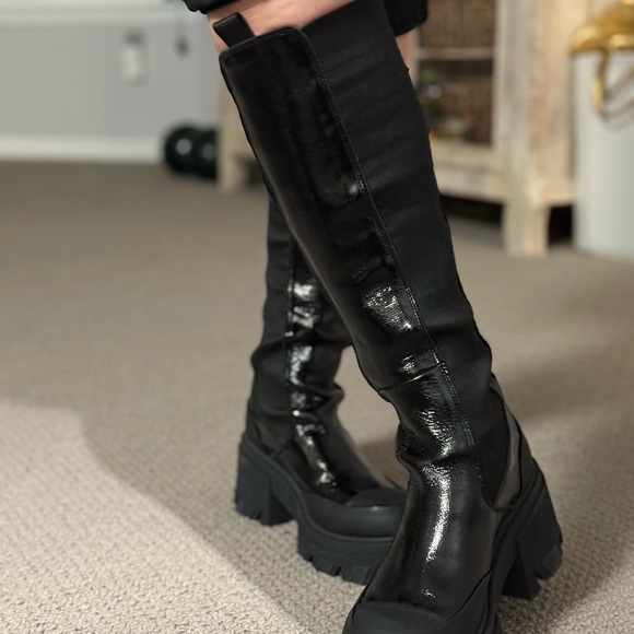 GANNI Black Chunky Knee High Boots Size 41 NEW $675 Retail Platform Lug Sole - Picture 8 of 16